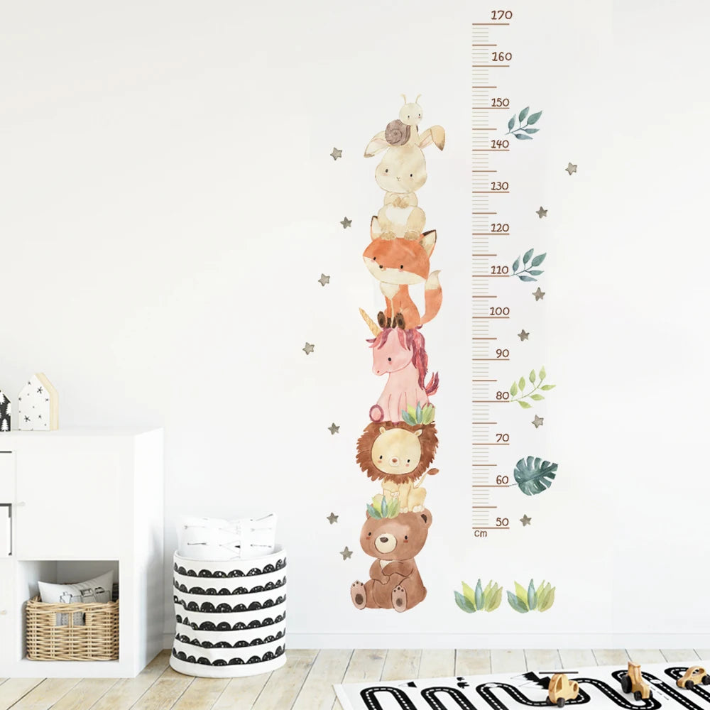 Baby Nursery Growth Chart Wall Sticker - Animals