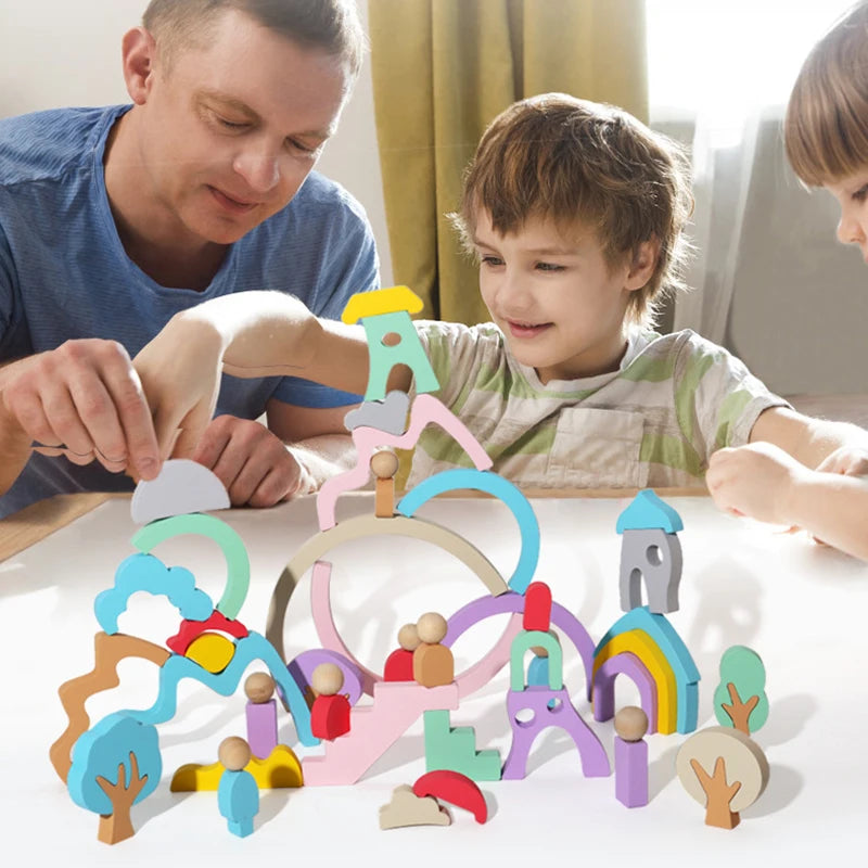 Montessori Wooden Rainbow Blocks
