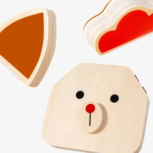 Montessori 3D Animal Puzzle Blocks – Wooden Face Changing & Shape Matching Game