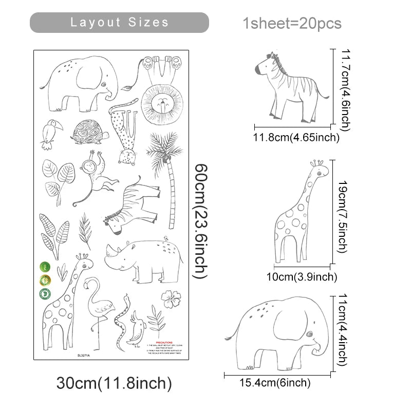 Nursery Wall Stickers Removable Vinyl Decals - Jungle