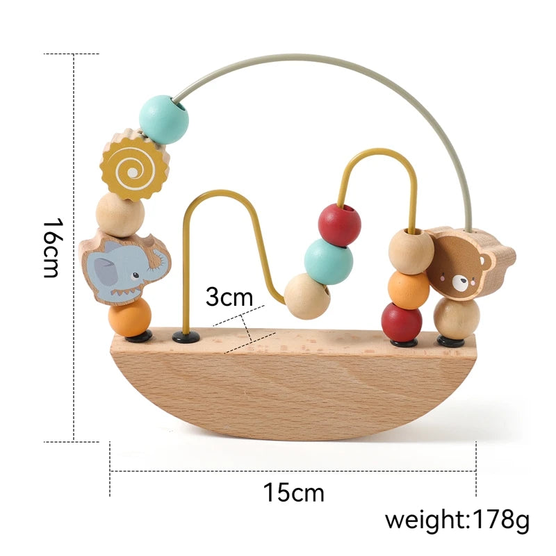 Montessori Wooden Animal Bead Maze – Threading Toy