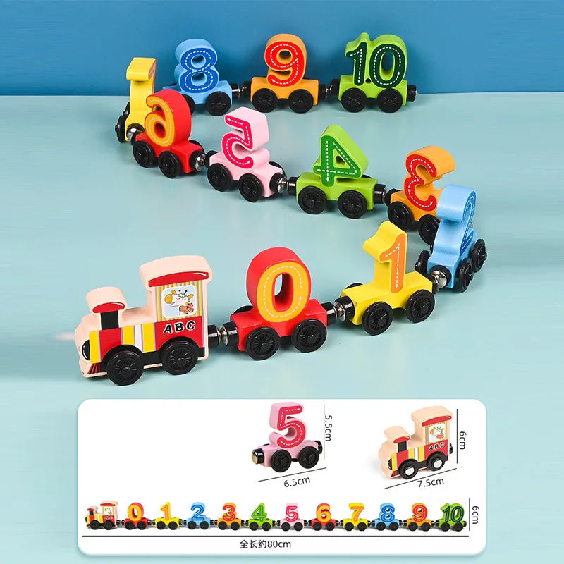 Montessori Wooden Magnetic Train Set - Animals
