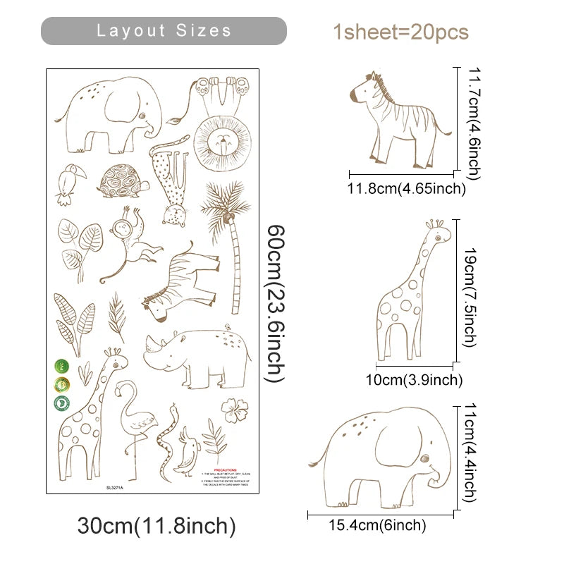 Nursery Wall Stickers Removable Vinyl Decals - Jungle