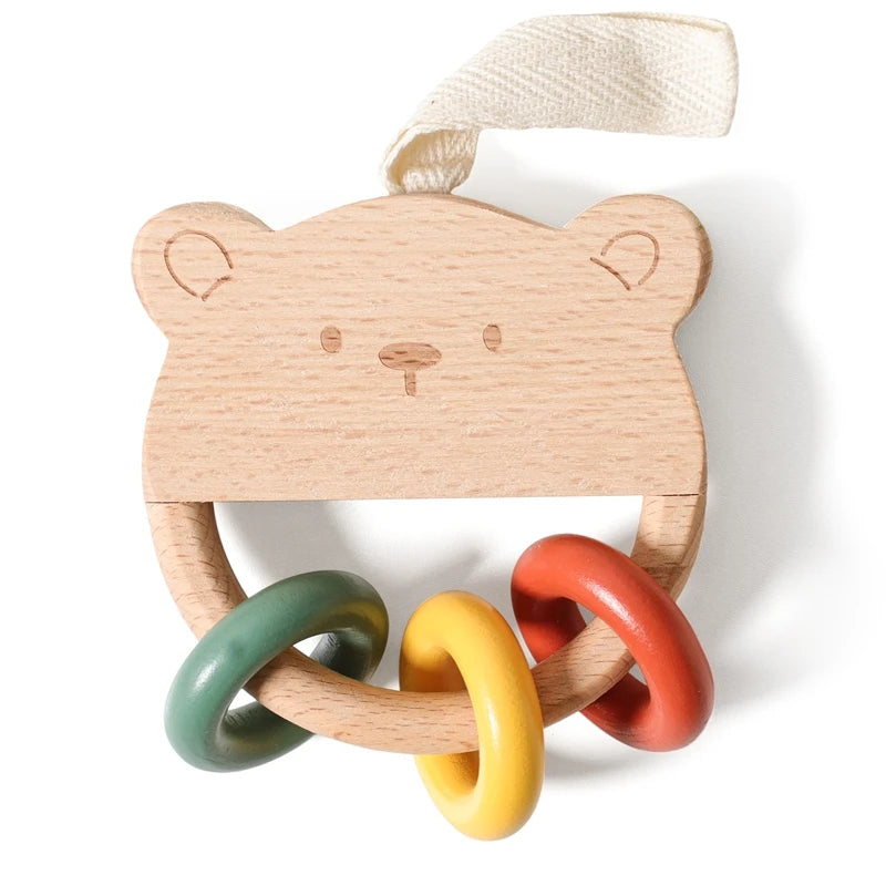 Montessori Wooden Bear Rattle & Teether