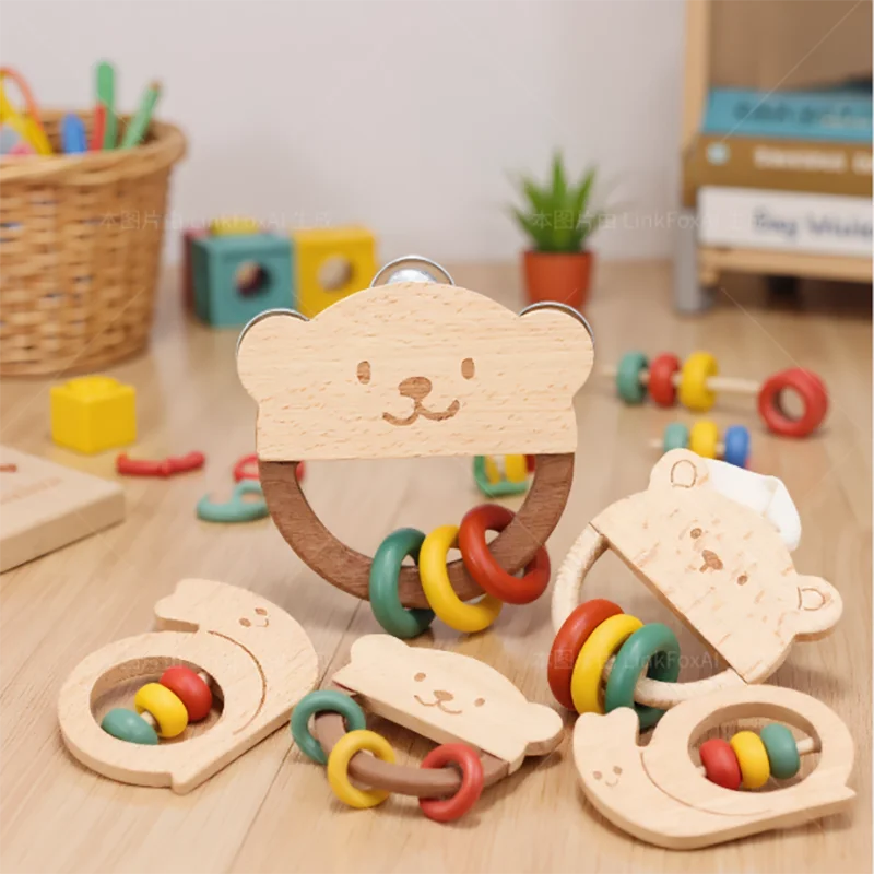 Montessori Wooden Bear Rattle & Teether