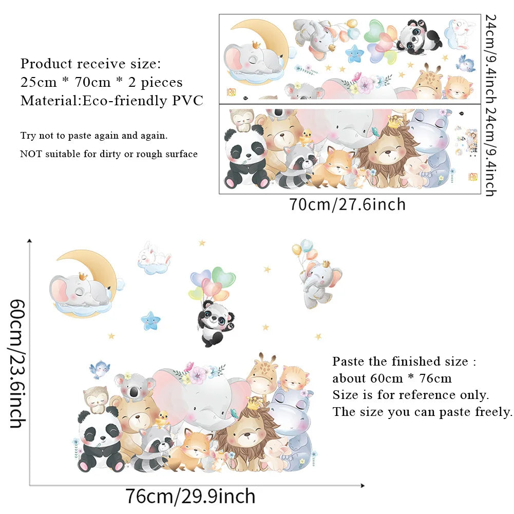 Nursery Wall Stickers Removable Vinyl Decals - Animals