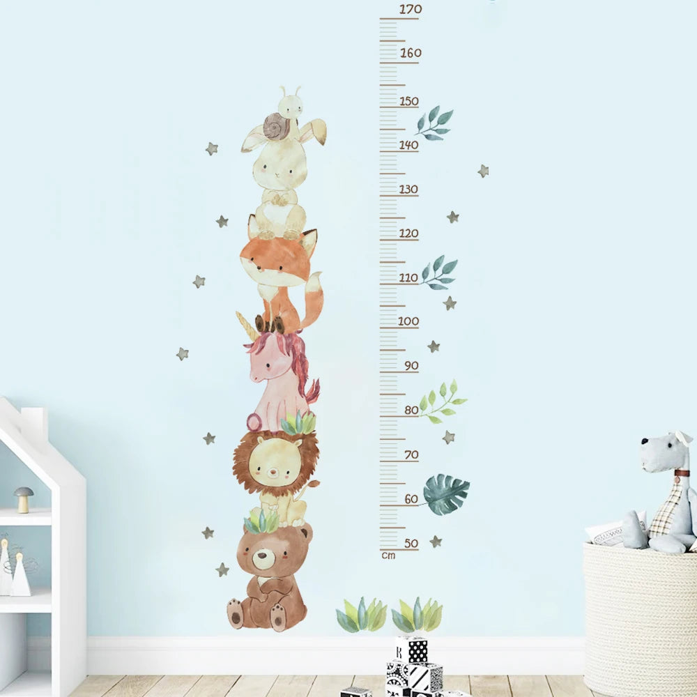 Baby Nursery Growth Chart Wall Sticker - Animals
