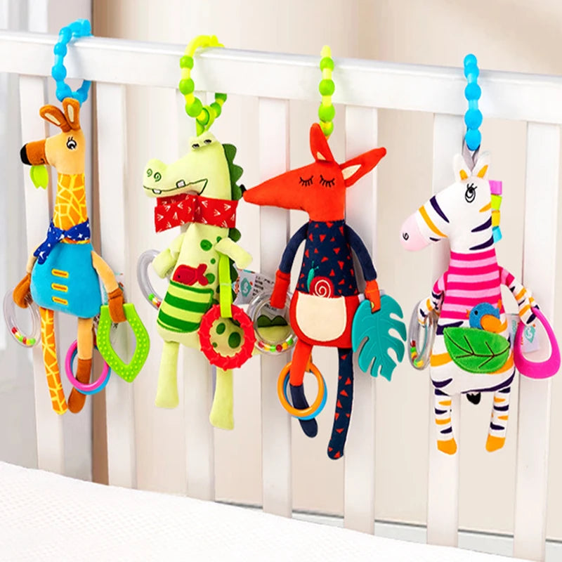Soft Animal Stroller Toy - Infant Crib & Car Seat Rattle