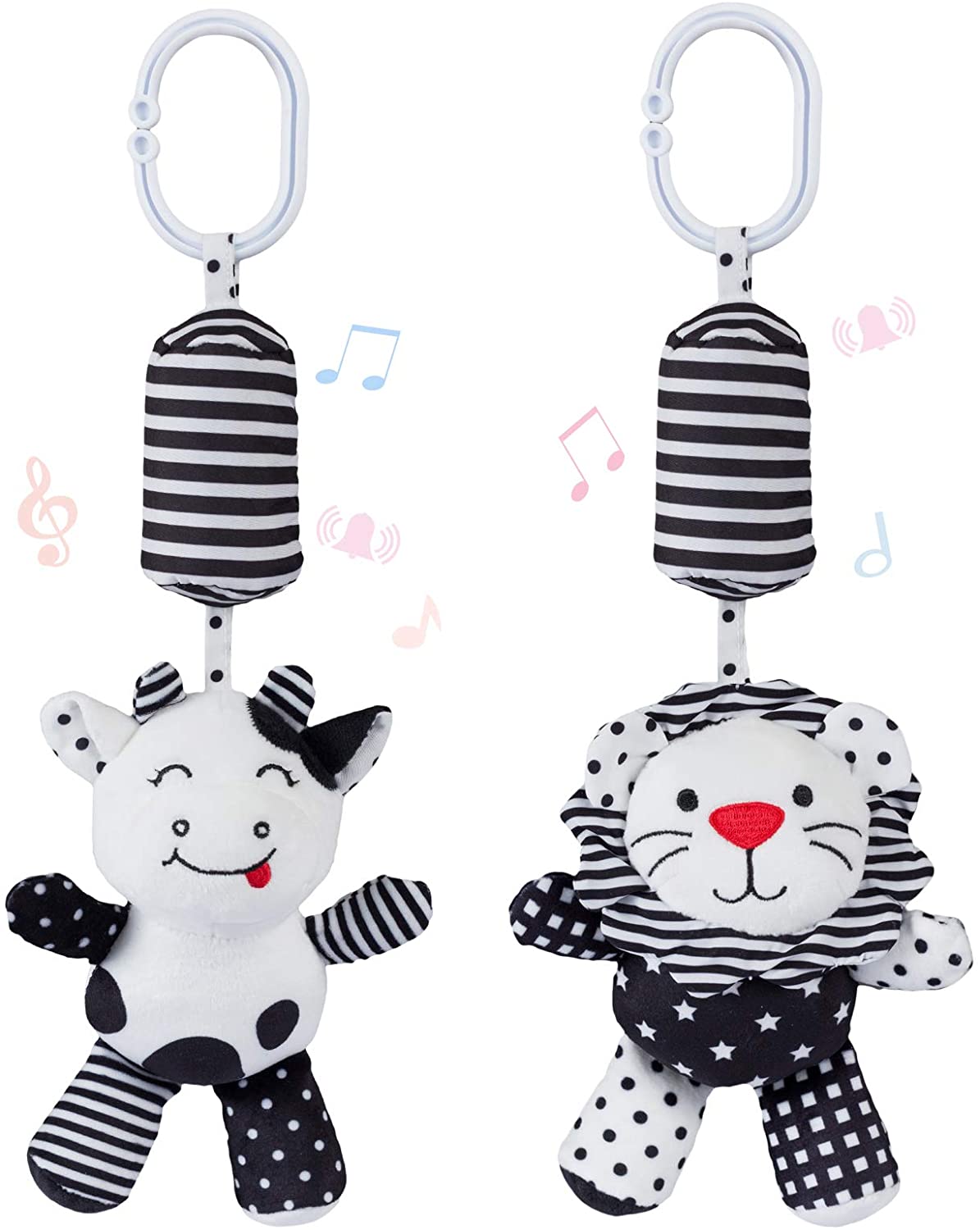 Baby Musical Rattle Toy - Black and White Animals