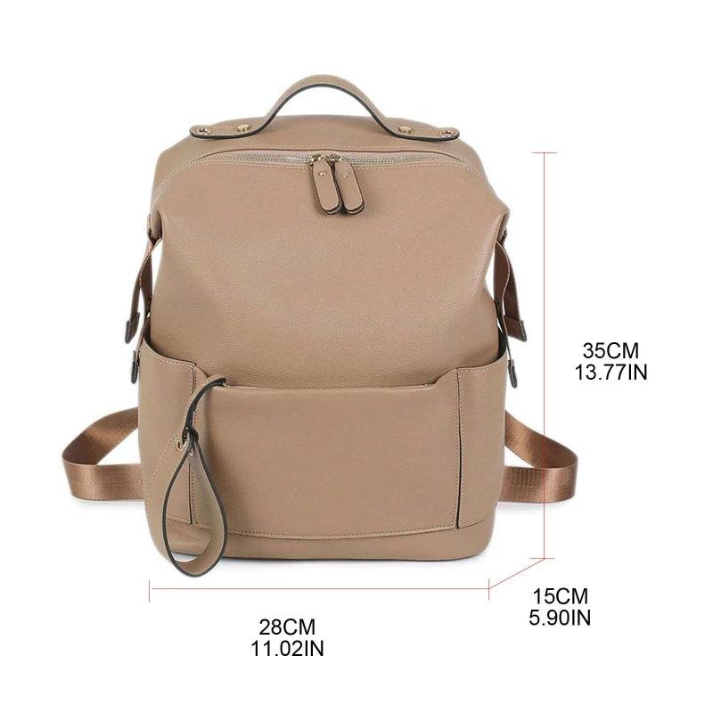 Luxury Leather Diaper Bag Backpack – Large Capacity Travel Bag