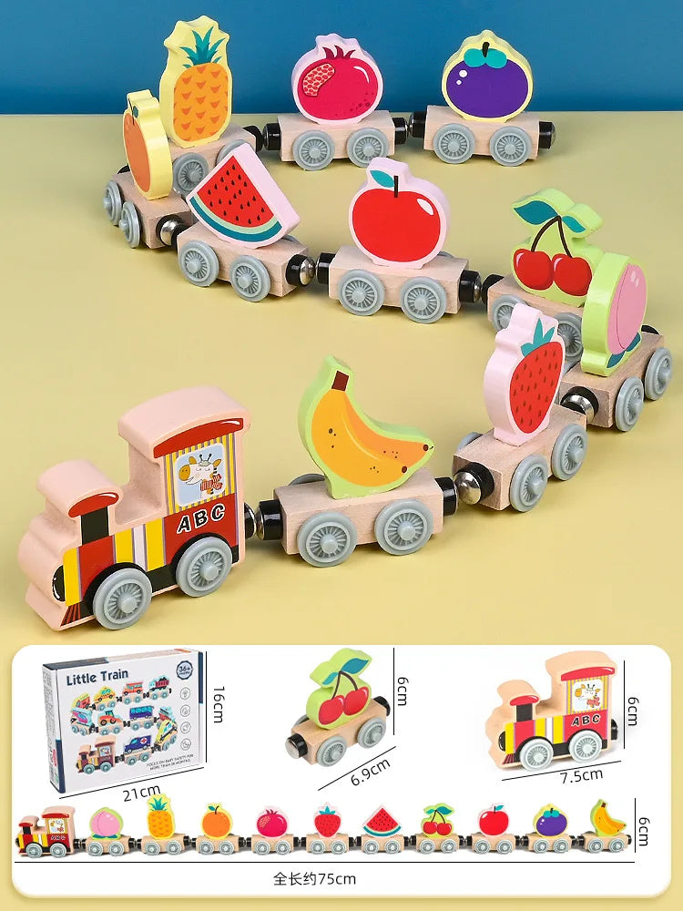 Montessori Wooden Magnetic Train Set - Animals
