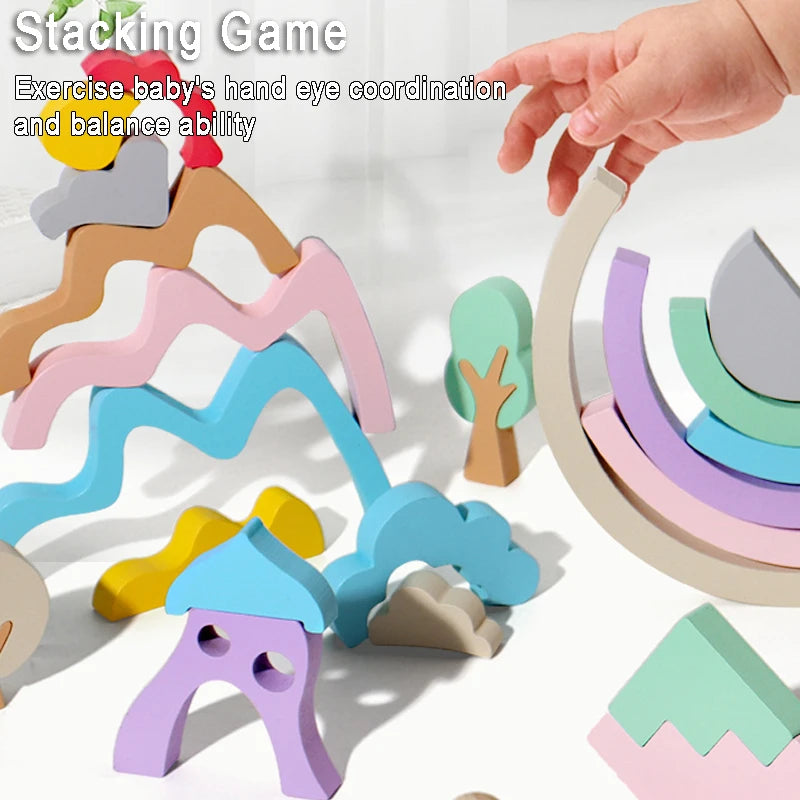 Montessori Wooden Rainbow Blocks