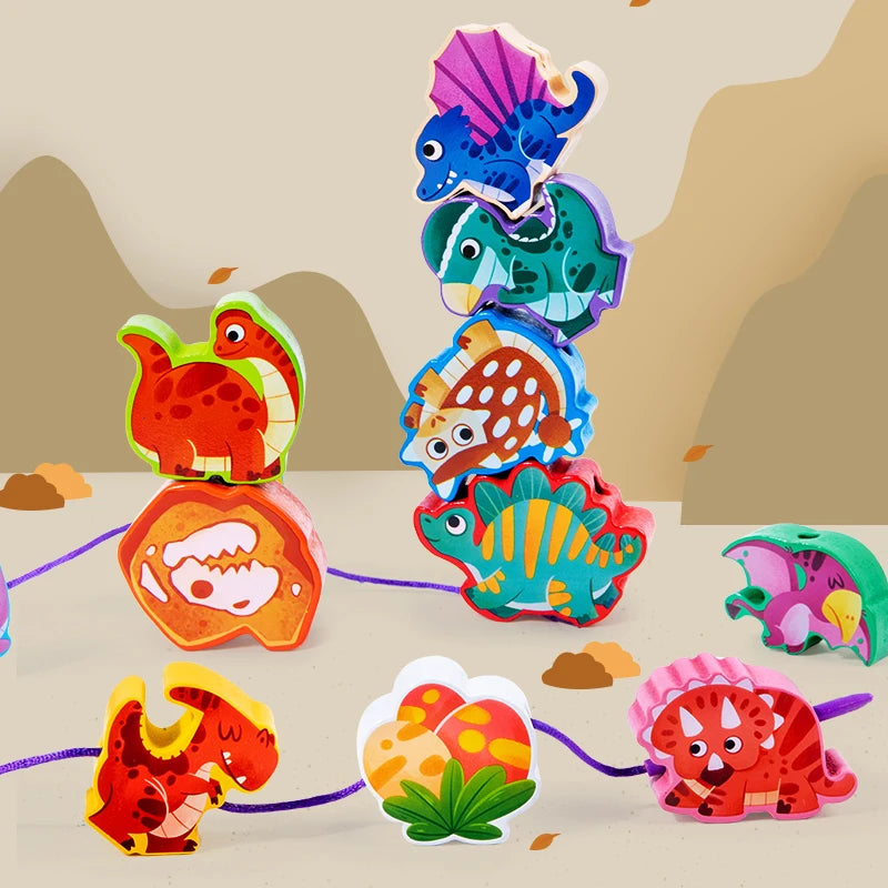 Montessori Wooden Bead Threading Toy - Animals