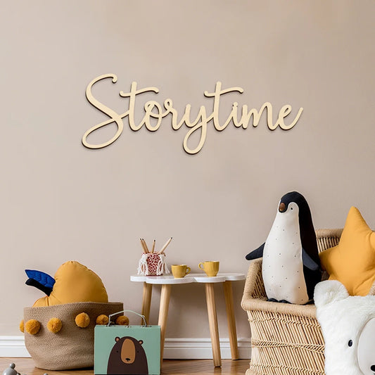 Wooden Storytime Wall Sign for Baby Room