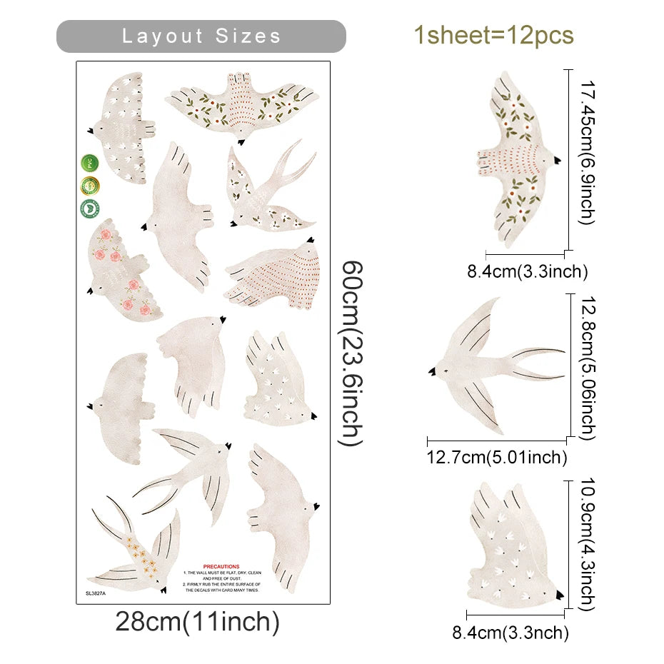 Nursery Wall Stickers Removable Vinyl Decals - Birds