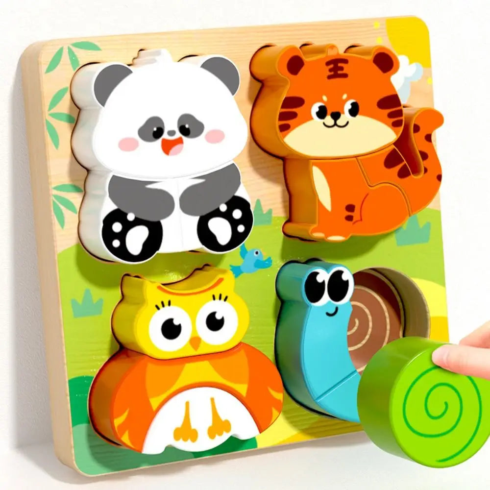 Montessori Wooden 4-in-1 Animal Face Puzzle – Logical Thinking & Shape Matching Game