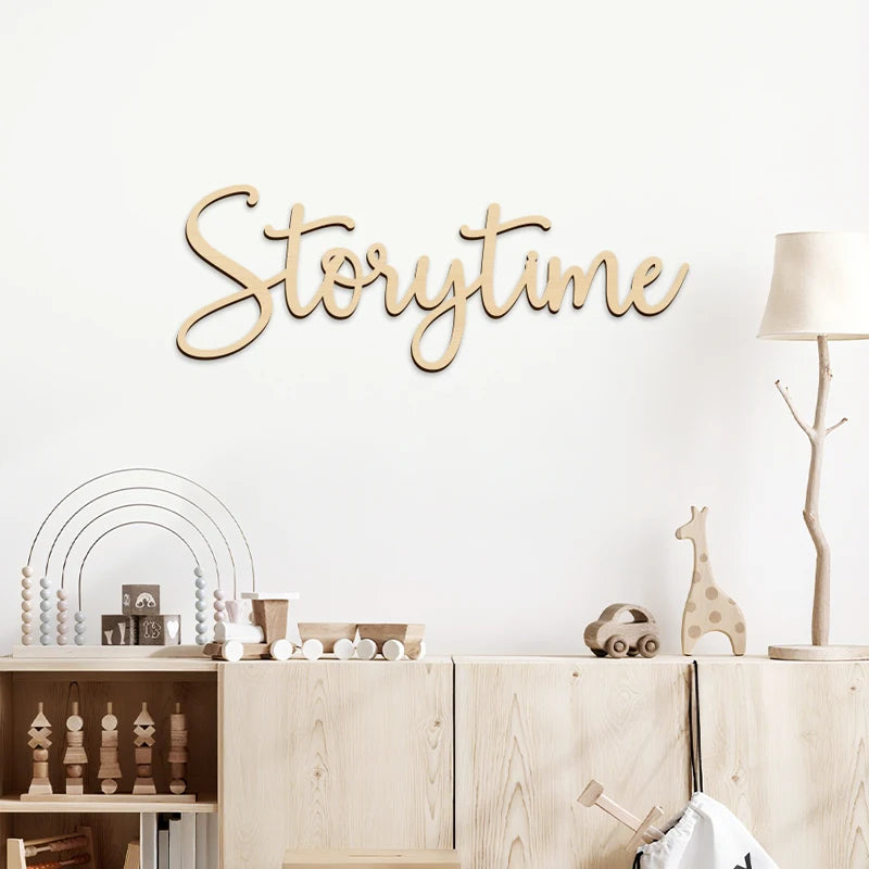 Wooden Storytime Wall Sign for Baby Room