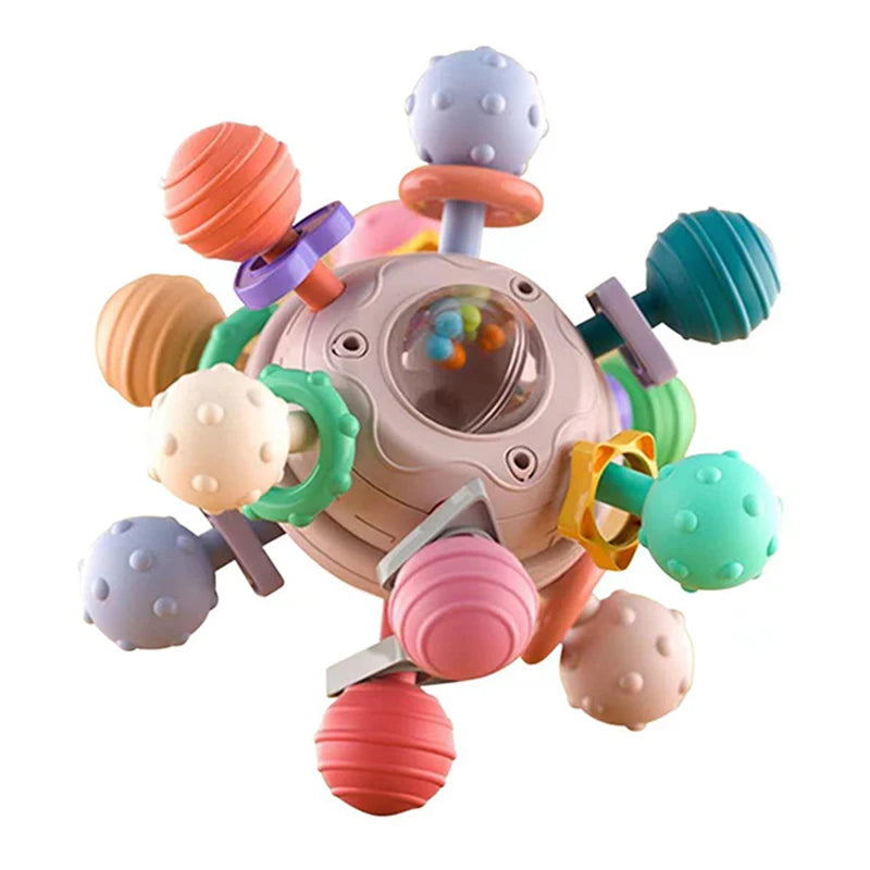 Sensory Teething Ball & Rattle – Baby Grasping Toy for 0–12 Months