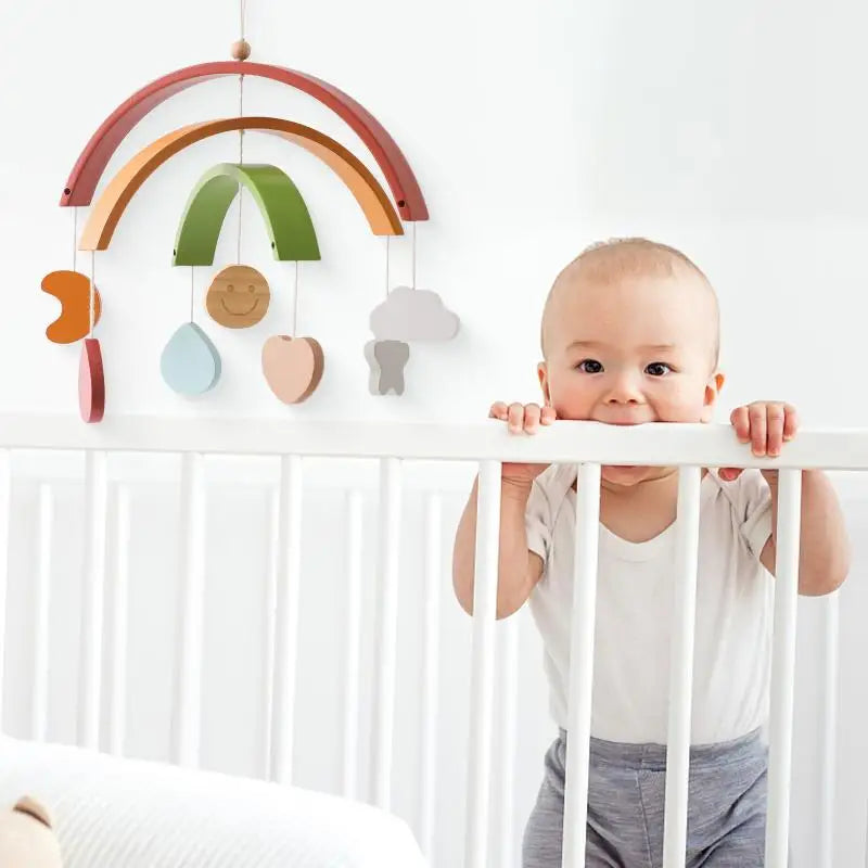 Montessori Wooden Rainbow Mobile – Hanging Crib Rattle Toy
