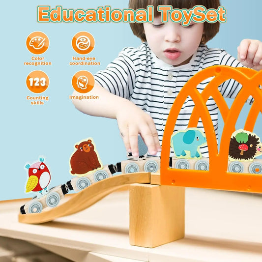 Montessori Wooden Magnetic Train Set - Ocean