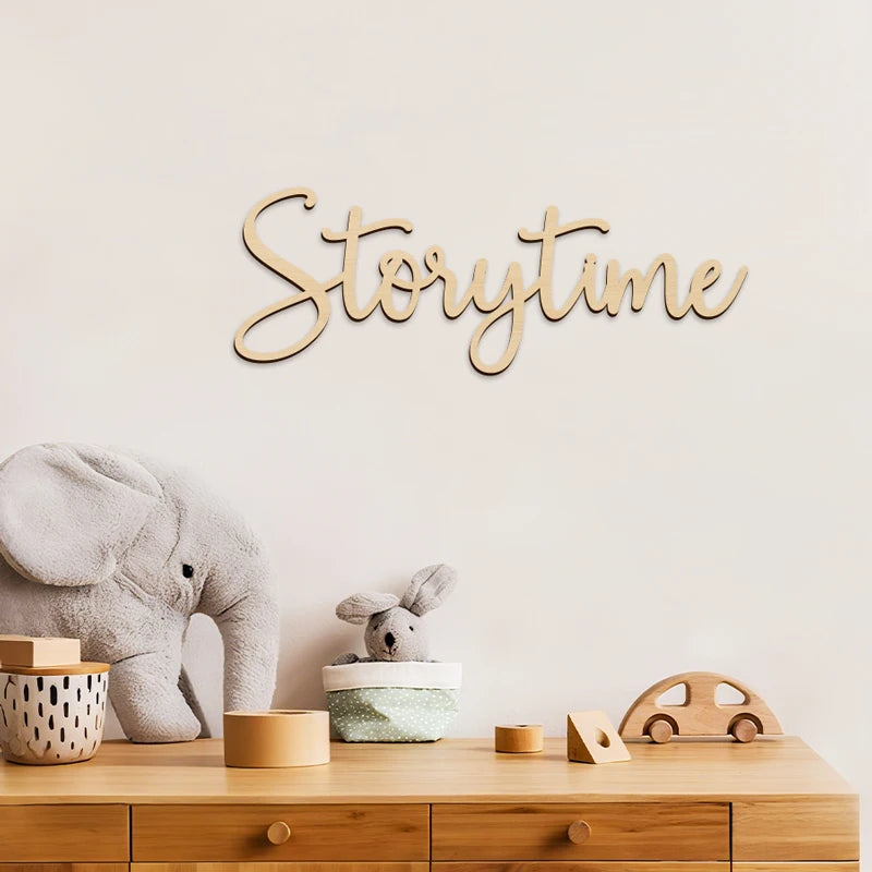 Wooden Storytime Wall Sign for Baby Room