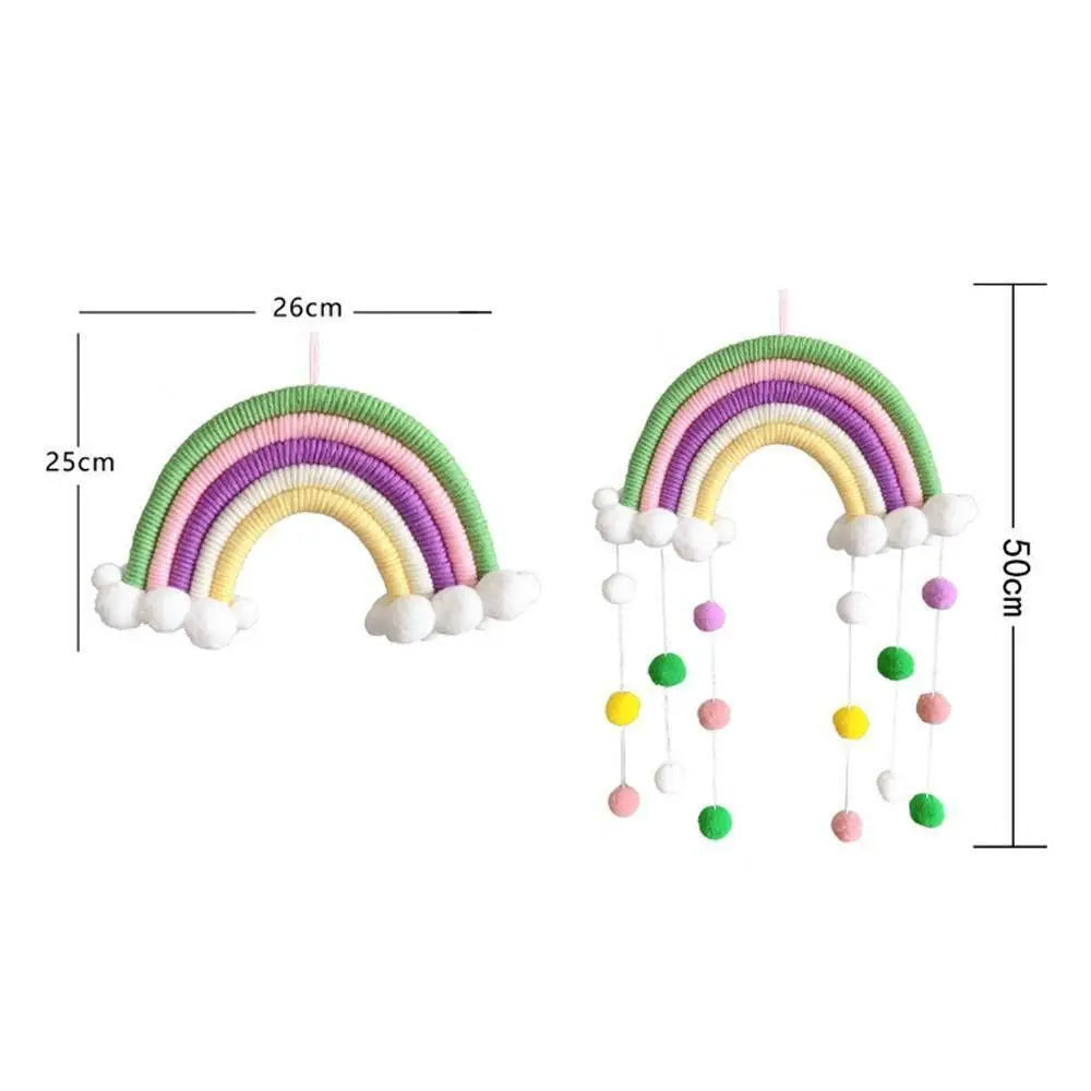 PomPom Macrame Rainbow Clouds Tapestry