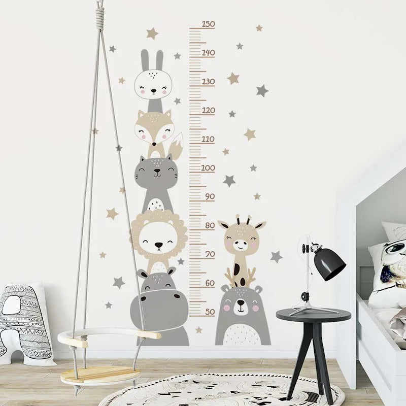 Baby Nursery Growth Chart Wall Sticker - Animals