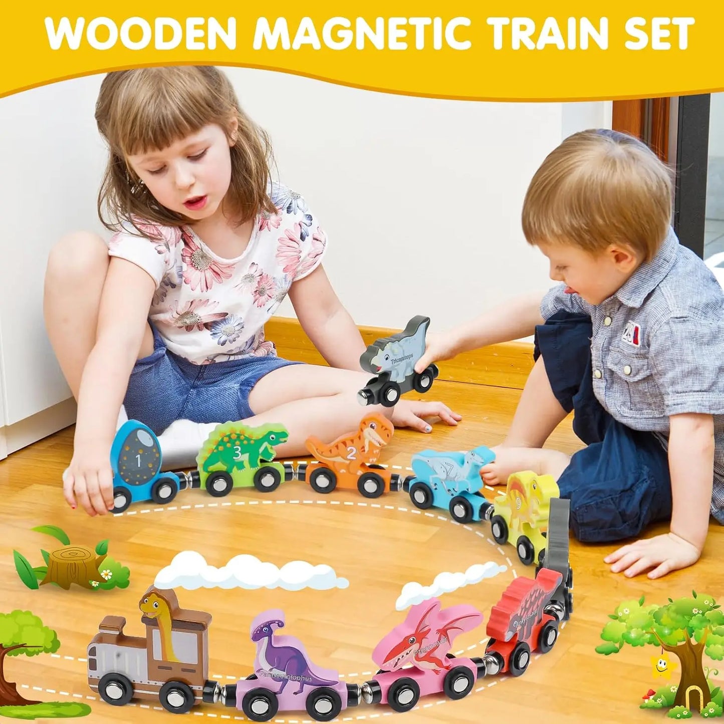 Montessori Wooden Magnetic Train Set - Numbers