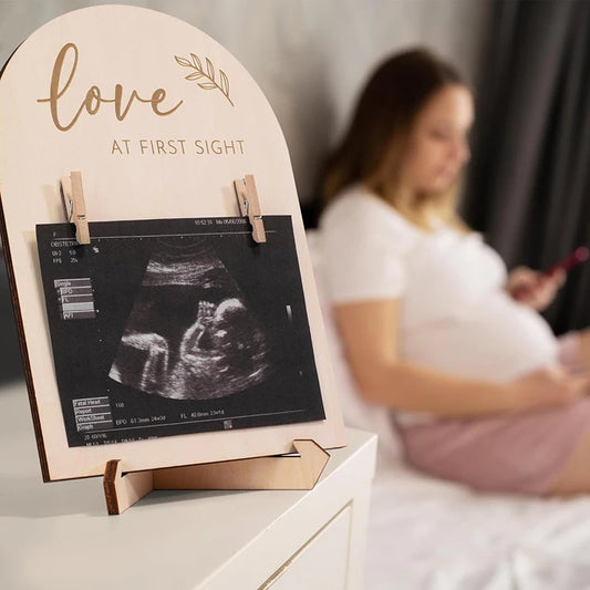 Pregnancy & Baby Birth Announcement Wooden Ultrasonic Photo Display