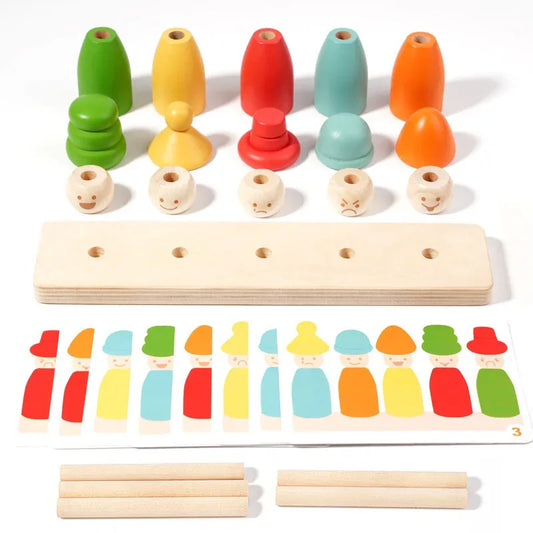 Wooden Color Sorting & Face Matching Stacking Toy