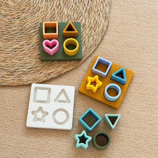 BPA-Free Silicone Geometric Montessori Puzzle Board