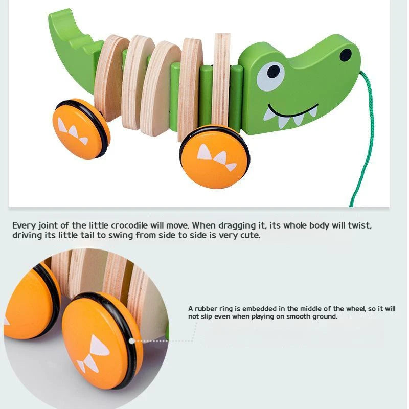 Wooden Pull-Along Animal Toy - Croc