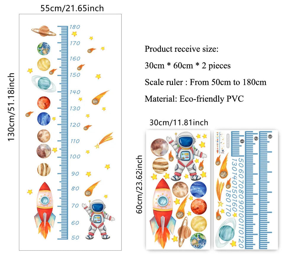Baby Nursery Growth Chart Wall Sticker - Space