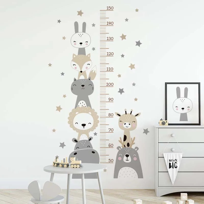 Baby Nursery Growth Chart Wall Sticker - Animals