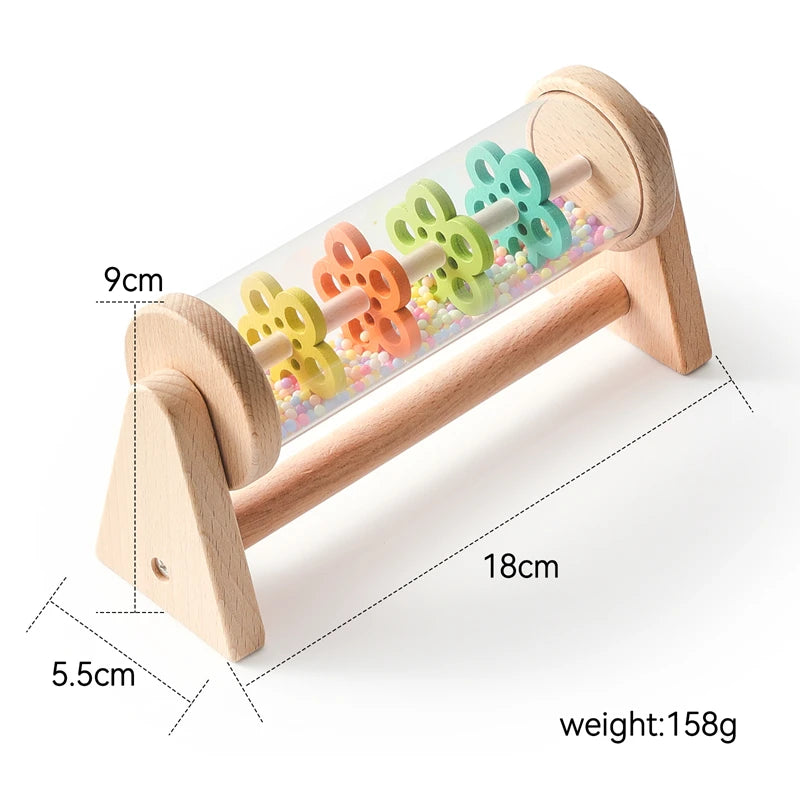 Wooden Baby Rolling Rainbow Rainmaker Tube