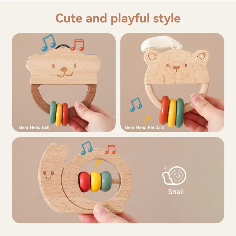 Montessori Wooden Bear Rattle & Teether
