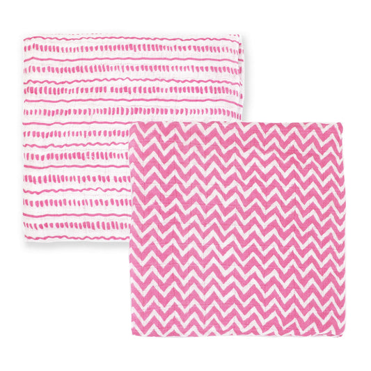 Muslin Swaddling Blanket - Pink Doodle