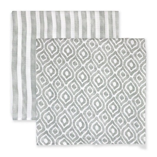 Muslin Swaddling Blanket - Grey Watercolour