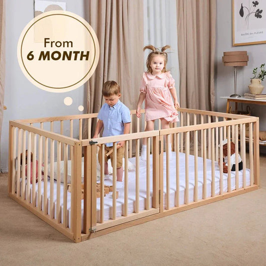 Twin Size Bed Frame for Toddlers with Fence