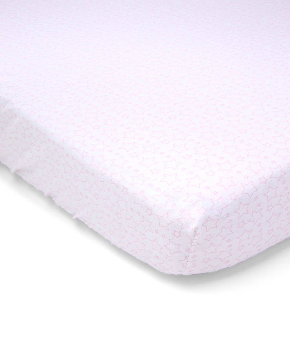 Cotton Flannel Crib Sheet - Pink Star - ittybittybubba