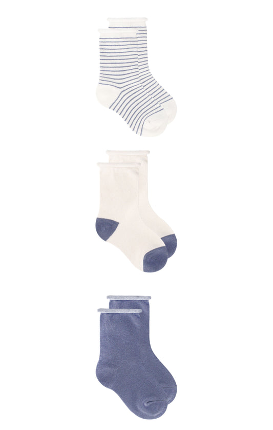 Organic Cotton Folkstone Toddler 3 Pack Socks - ittybittybubba