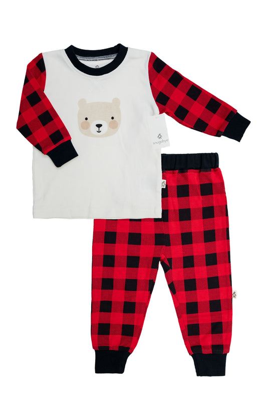 Buffalo Plaid Bear Pajama Set - ittybittybubba